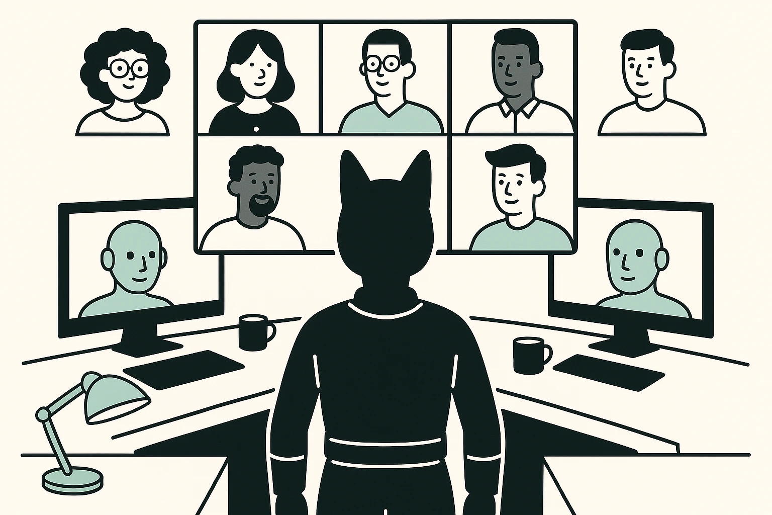 An illustration representing people learning with CinQ.